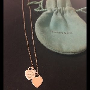 Authentic Tiffany & Co. Double Heart Tag Necklace